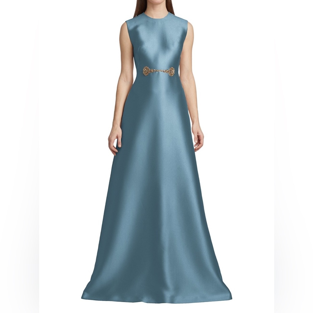 Reem Acra Mikado Piqué Embellished Gown L